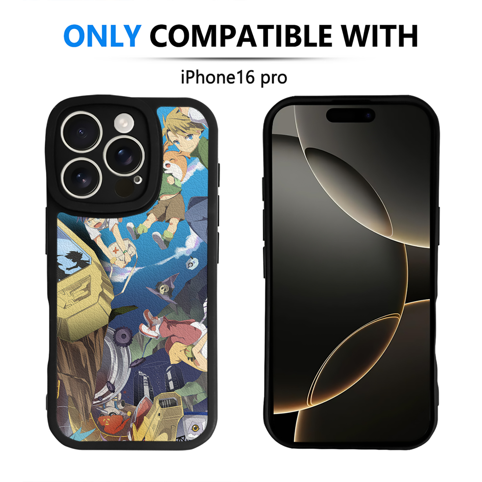 （画像用） Digimon デジタルモンスター/デジモン 【iPhone 16シリーズ対応】シリコンスマホケース（レザー調） 材質：シリコン